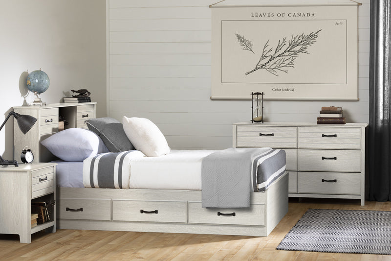 Tête de lit bibliothèque Ulysses - chêne hivernal