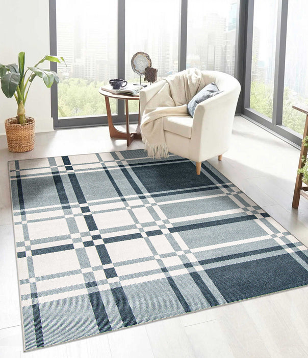Carpette Roma bleue lavable à la machine - 3 pi 0 po x 5 pi 0 po