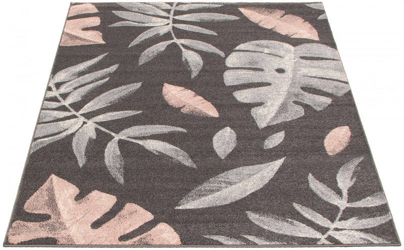 Carpette Palta anthracite-rose - 3 pi 11 pox 5 pi 7 po