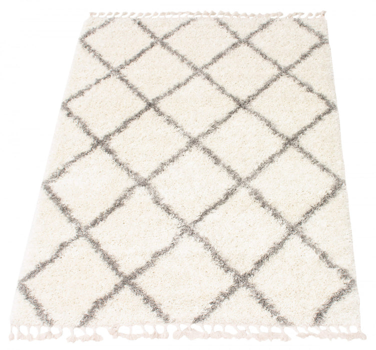 Carpette à poil long Helma Diamond crème 3 pi 11 po x 5 pi 11 po