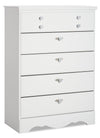 Commode verticale Diamond Dreams de 31,81 po (L) à 5 tiroirs pour enfants - blanche