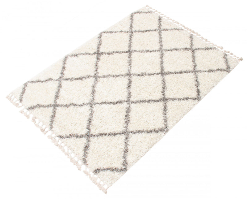 Carpette à poil long Helma Diamond crème 3 pi 11 po x 5 pi 11 po