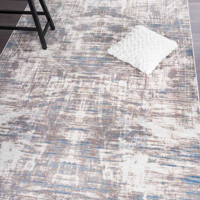 Carpette Shi bleue à motifs abstraits 5 x 8