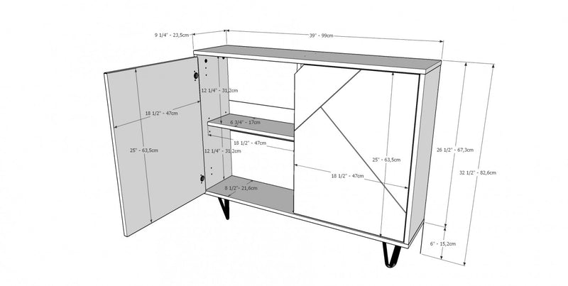 Armoire décorative Nordika à 2 portes - blanche