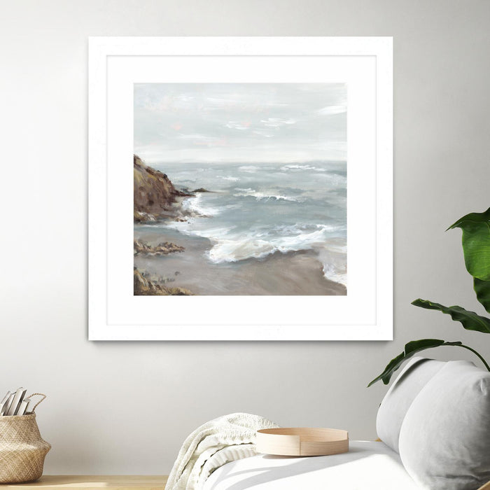 Œuvre d’art murale encadrée blanche et mate « Beautiful Bay » 36 x 36