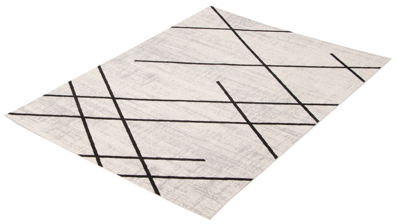 Carpette Damali ivoire et noire lavable à la machine - 5 pi 0 po x 7 pi 0 po
