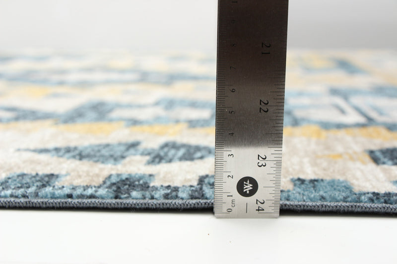 Carpette Mosaic taupe et bleue lavable à la machine - 8 pi 0 po x 10 pi 0 po