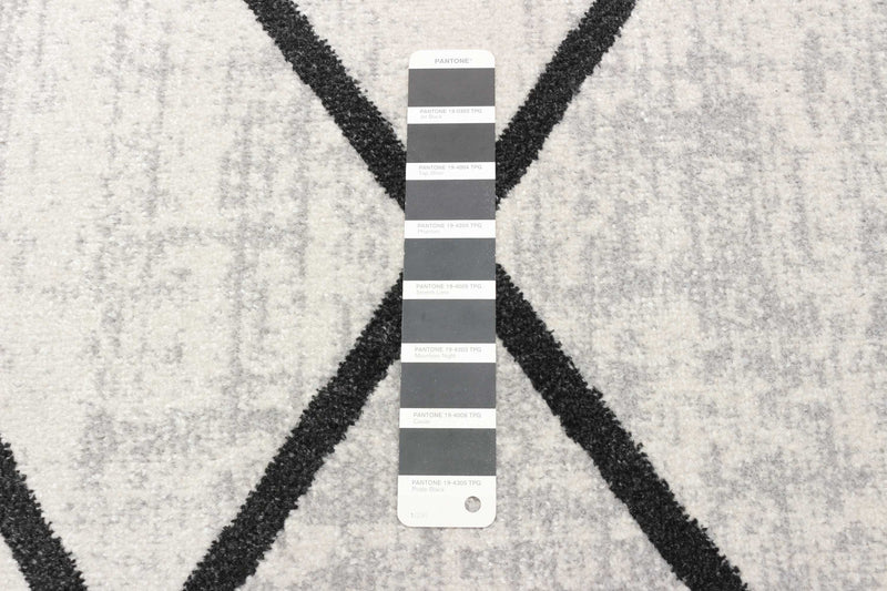 Carpette Damali ivoire et noire lavable à la machine - 6 pi 0 po x 9 pi 0 po