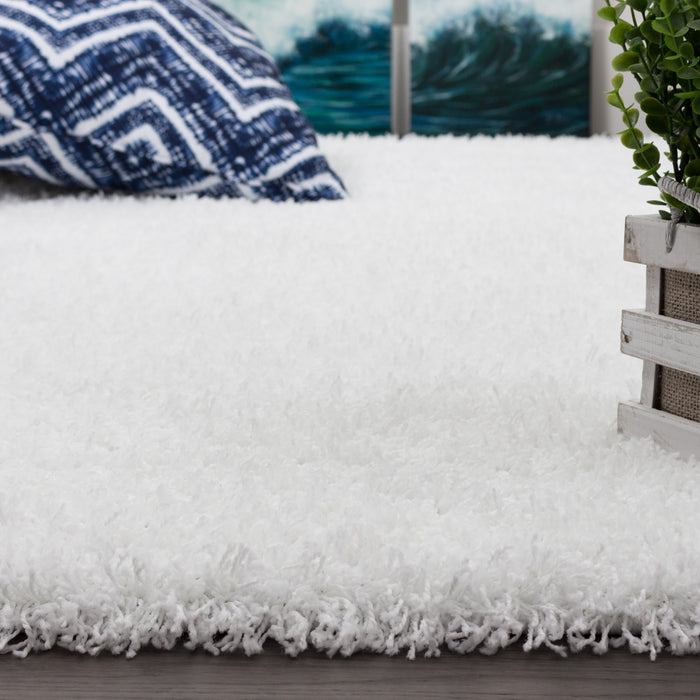 Carpette à poil long Victoria blanche 3 x 5