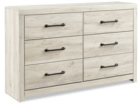Commode Abby de 58,7 po (L) x 36,42 po (H) à 6 tiroirs pour la chambre à coucher - blanche