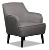 Fauteuil d’appoint Aimy de 28 po en tissu d’apparence lin avec pattes cylindriques en bois - gris foncé