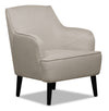 Fauteuil d’appoint Aimy de 28 po en tissu d’apparence lin avec pattes cylindriques en bois - gris clair