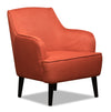 Fauteuil d’appoint Aimy de 28 po en tissu d’apparence lin avec pattes cylindriques en bois - orange