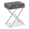 Table d'appoint Alana de 18,25 po avec rangement - grise et chrome
