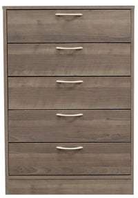 Commode verticale Arlo de 23,6 po (L) x 36,2 po (H) à 5 tiroirs pour la chambre à coucher, fabriquée au Canada - gris-brun