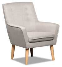 Fauteuil d’appoint Arni de 28 po en tissu d’apparence lin avec pattes en bois - gris