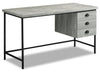 Bureau Blake de 55,25 po d’apparence bois recyclé à 3 tiroirs - gris