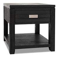 Table de bout rustique Bronx de 24 po avec rangement et tablette - bois anthracite