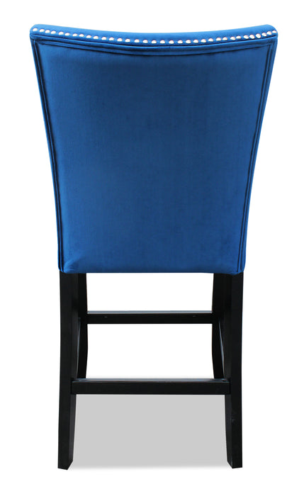 Chaise de salle à manger Cami de hauteur comptoir en tissu de velours - bleue