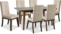 Ensemble de salle à manger Chelsea 7 pièces avec table de 60 po (L) et 6 chaises taupe - brun noyer