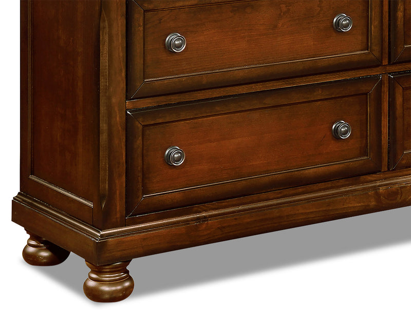 Commode Chelsea de 60 po (L) x 38 po (H) à 7 tiroirs pour la chambre à coucher - brun cerisier