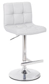 Tabouret 24-33 po bar Cruz en tissu de cuir végétalien et en métal avec siège pivotant et réglable - blanc