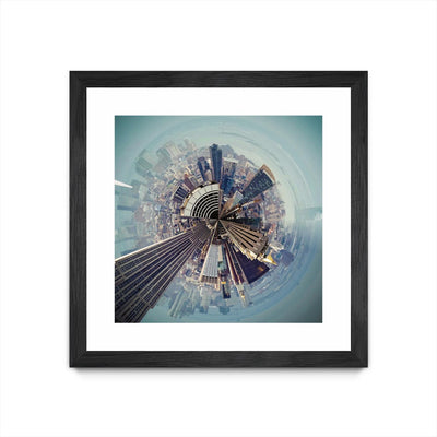 "City Center I" Matted and Framed Black 30x30 Wall Art