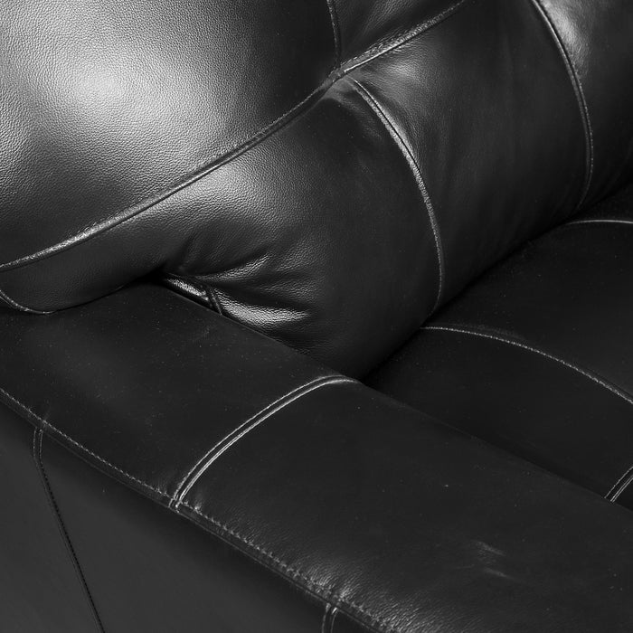 Fauteuil Curt de 41 po en cuir véritable avec capitonnage à boutons - noir