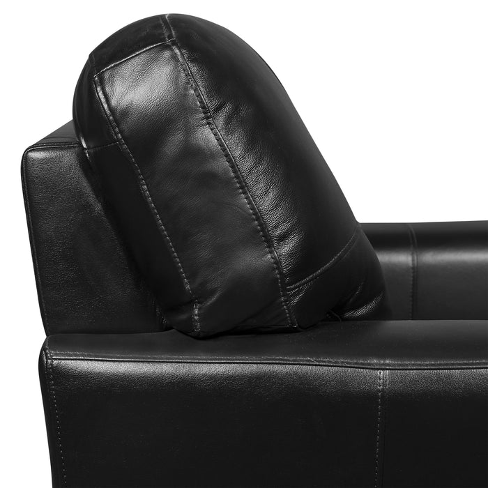Fauteuil Curt de 41 po en cuir véritable avec capitonnage à boutons - noir