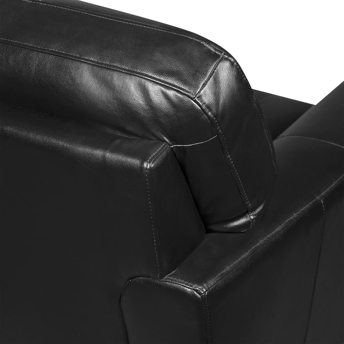 Fauteuil Curt de 41 po en cuir véritable avec capitonnage à boutons - noir