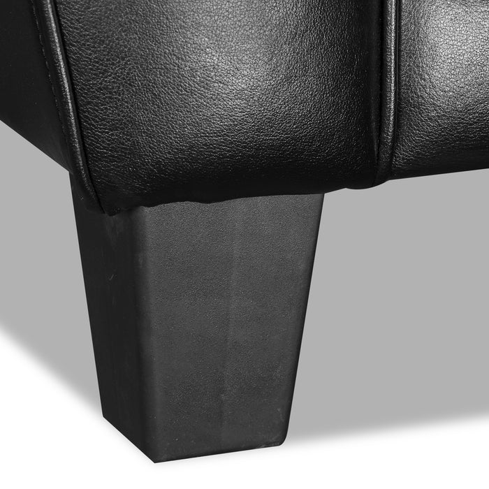 Fauteuil Curt de 41 po en cuir véritable avec capitonnage à boutons - noir