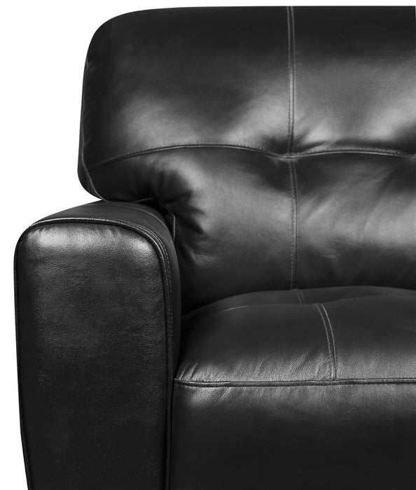 Fauteuil Curt de 41 po en cuir véritable avec capitonnage à boutons - noir