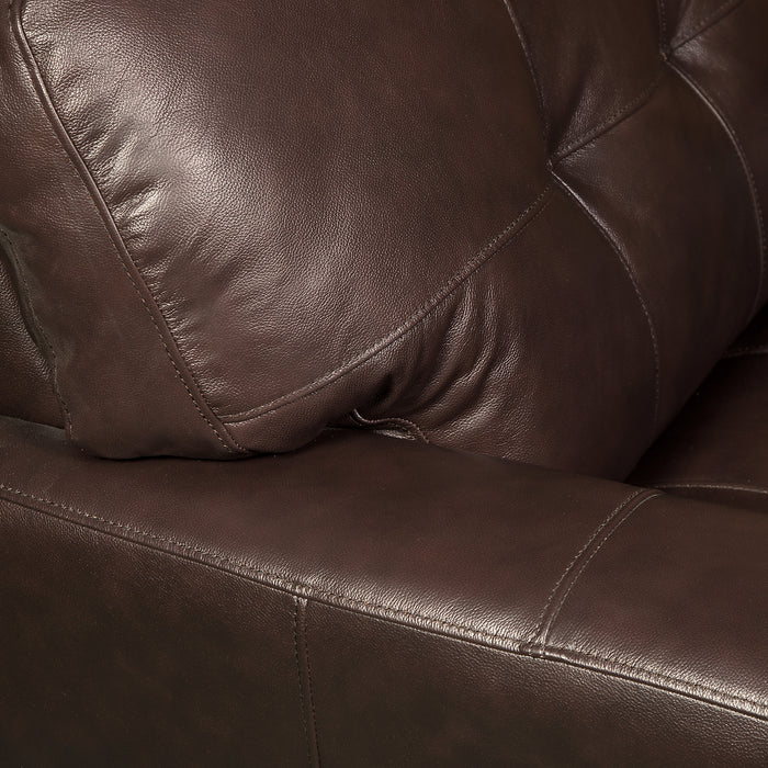 Fauteuil Curt de 41 po en cuir véritable avec capitonnage à boutons - brun