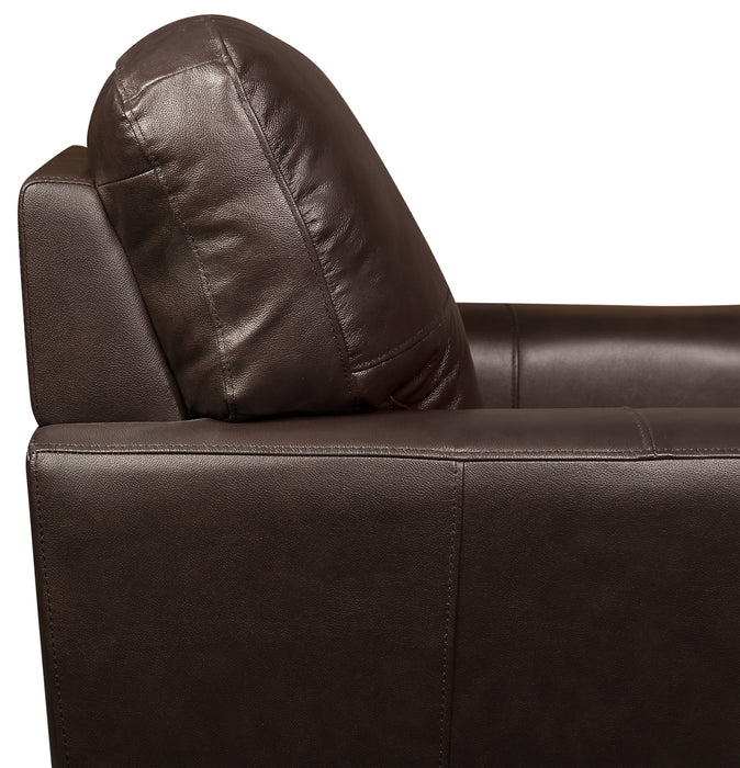 Fauteuil Curt de 41 po en cuir véritable avec capitonnage à boutons - brun