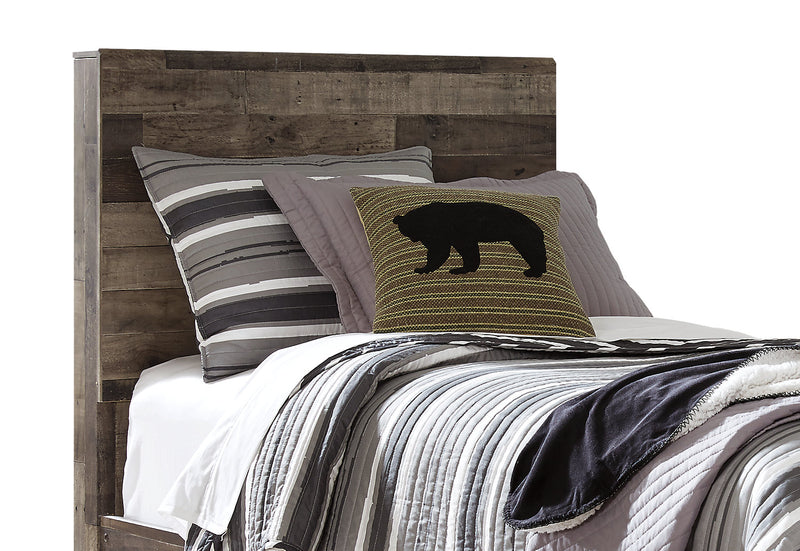 Ensemble de chambre à coucher Derekson 6 pièces pour enfants avec lit à panneau, commode, miroir et table de nuit, gris - format lit simple