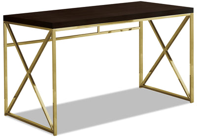 Emery Desk - Cappuccino and Gold