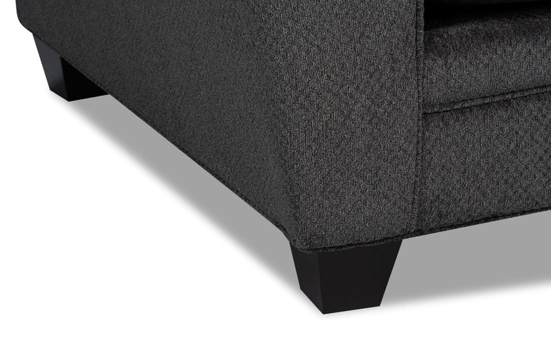 Sofa-lit double Febe de 85 po de format condo fabriqué au Canada en tissu de chenille avec accoudoirs évasés - gris anthracite