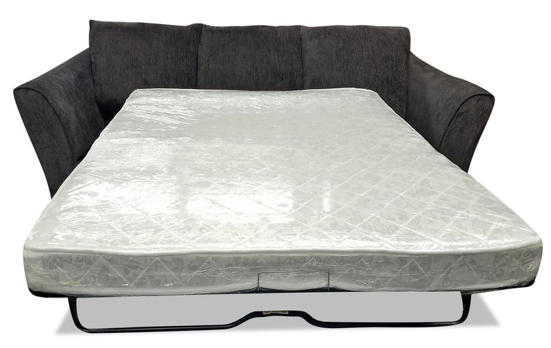 Sofa-lit double Febe de 85 po de format condo fabriqué au Canada en tissu de chenille avec accoudoirs évasés - gris anthracite