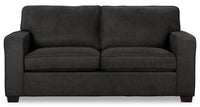 Sofa Fiona de 74 po fabriqué au Canada en tissu de chenille avec accoudoirs rectilignes - gris