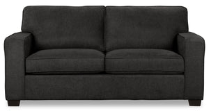 Sofa Fiona de 74 po fabriqué au Canada en tissu de chenille avec accoudoirs rectilignes - gris