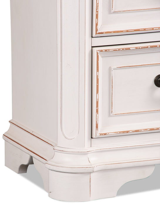 Table de nuit Grace de 28 po (L) x 28 po (H) à 2 tiroirs avec ports USB intégrés - blanc antique