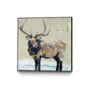 Œuvre d'art murale sur toile encadrée noire « Winter Elk Neutral » 20 x 20