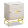 Table d’appoint Hanna de 18,25 po fini marbre avec 2 tiroirs - beige et dorée