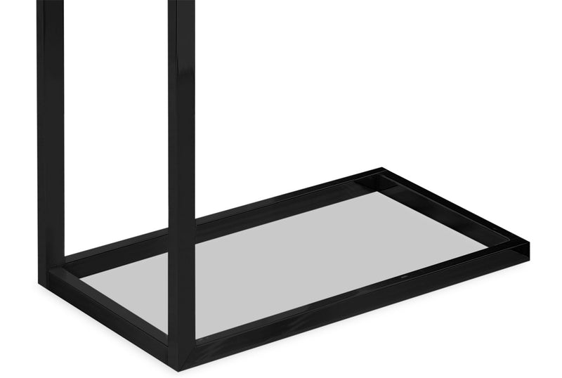 Table de fauteuil moderne Harper de 15,75 po avec rangement - brune avec pattes en métal noir