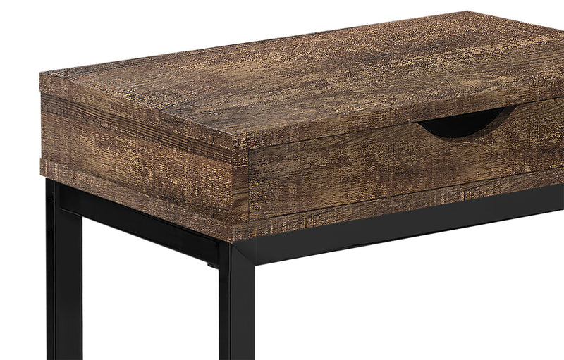 Table de fauteuil moderne Harper de 15,75 po avec rangement - brune avec pattes en métal noir