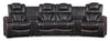 Sofa sectionnel à inclinaison électrique Hugo 5 pièces en cuir véritable avec consoles de rangement et porte-gobelets - brun