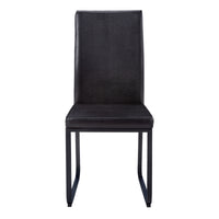 Chaise de salle à manger noir et d’apparence cuir noir, 2 pièces