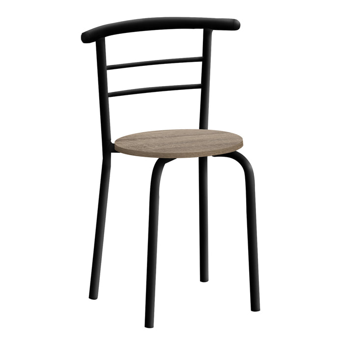 Ensemble de salle à manger à dessus taupe foncé et métal noir, 3 pièces