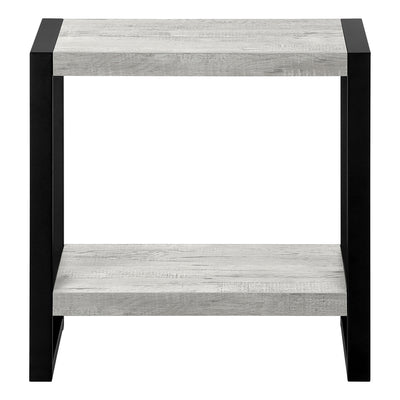 Grey Reclaimed Wood-look Black Metal Side Table
