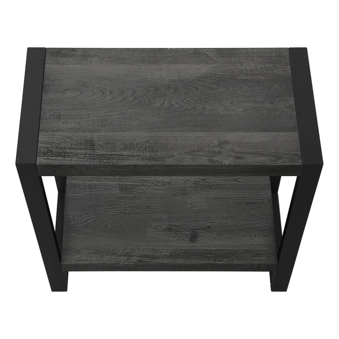 Table d’appoint en métal noir et d’apparence bois recyclé noir